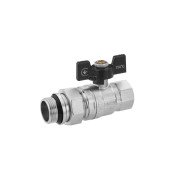 Кран-американка шаровой прямой Kroner KN-06/16 ¾'' ВН PN40 бабочка латунь никелированная CV033221