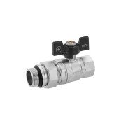 Кран-американка шаровой прямой Kroner KN-06/18 1'' ВН PN40 бабочка латунь никелированная CV033222