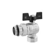 Кран-американка шаровой угловой Kroner KN-06/17 1'' ВН PN40 бабочка латунь никелированная CV033225