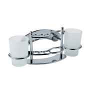 Стакан для зубных щеток Kroner KRM Rizze-ACC311 двойной с держателем хром CV022906