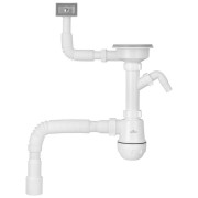 Сифон для кухонної мийки Kroner KRP KS02-1WHI 3½''х40/50 мм з відведенням для пральної машини CV034316
