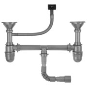 Сифон для кухонного миття з 2 чашами Kroner KRP Siphon-012 3½''х40/50 мм сірий CV023015