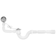 Сифон із переливом для ванни Kroner KRP BS02 1½х40/50 прямоточний пластик/нержавіюча сталь CV032062