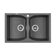 Мойка для кухни Granado Cordoba двойная 77,5х49 см наногранит графит 1209