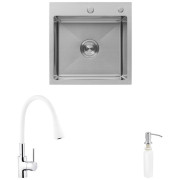 Мийка для кухні Kroner KRP Gebürstet-5050HM 50х50 см із змішувачем та дозатором нержавіюча сталь CVS30112