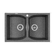 Мийка для кухні Granado Cordoba подвійна 77,5х49 см нанограніт графіт 1209