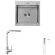 Мийка для кухні Kroner KRP Gebürstet-5050HM 60х50 см із змішувачем та дозатором нержавіюча сталь CVS30110