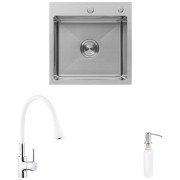 Мойка для кухни Kroner KRP Gebürstet-5050HM 50х50 см со смесителем и дозатором нержавеющая сталь CVS30112