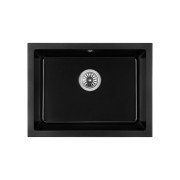 Мийка для кухні Granado Under top L під стільницю 60,6х45,6 см нанограніт black shine gr3501