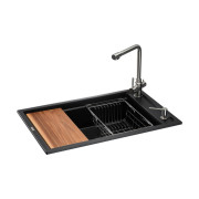 Мийка для кухні Granado Optimal Estella 78х50 см із змішувачем та аксесуарами нанограніт black shine ksg0201