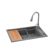 Мойка для кухни Granado Basic Estella 78х50 см со смесителем и аксессуарами наногранит графит ksg0109