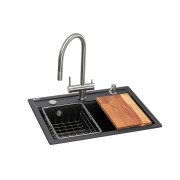 Мийка для кухні Granado Royal Artes 65х49,7 см із змішувачем та аксесуарами нанограніт black shine ksg1301