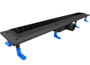 Жолоб водостічний Styron із решіткою Medium 700 мм нержавіюча сталь чорний STY-M-70-FF