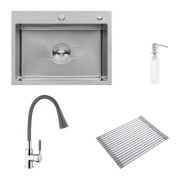 Мийка для кухні Kroner KRP Derby-5843HM ​​Brush 58х43 см із змішувачем та дозатором нержавіюча сталь CVS30139