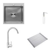 Мийка для кухні Kroner KRP Derby-5050HM Brush 50х50 см із змішувачем та дозатором нержавіюча сталь CVS30143