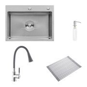Мойка для кухни Kroner KRP Derby-5843HM Brush 58х43 см со смесителем и дозатором нержавеющая сталь CVS30139