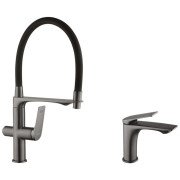 Набор смесителей Kroner Graz-GRP03815 + смеситель Graz-GRP010 графит CVS30147