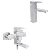 Набір змішувачів для ванної кімнати Kroner Edelstahl Kubus-ESG010 + змішувач Edelstahl Kubus-ESG060 нікель CVS30150