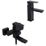 Набор смесителей для ванной Kroner Edelstahl Kubus-SCH010 + смеситель Edelstahl Kubus-SCH060 черный CVS30160