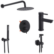 Набор 3 в 1 душевая система Kroner Edelstahl Klassisch-SCH082 + смеситель Edelstahl Klassisch-SCH010 + гигиенический душ SCH053 черный CVS30166