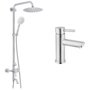 Набор 2 в 1 душевая система Kroner Edelstahl Klassisch-ESG063 + смеситель для раковины Edelstahl Klassisch-ESG010 никель CVS30204