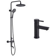 Набір 2 в 1 душова система Kroner Edelstahl Klassisch-SCH063 + змішувач для раковини Edelstahl Klassisch-SCH010 чорний CVS30164