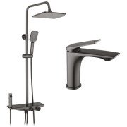 Набір 2 в 1 душова система Kroner Armada-GRP066 + змішувач для раковини Graz-GRP010 графіт CVS30165