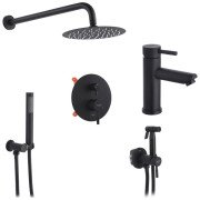 Набір 3 в 1 душова система Kroner Edelstahl Klassisch-SCH082 + змішувач Edelstahl Klassisch-SCH010 + душ гігієнічний SCH053 чорний CVS30166