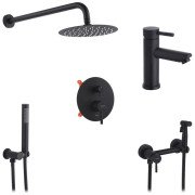 Набор 3 в 1 душевая система Kroner Edelstahl Klassisch-SCH082 + смеситель Edelstahl Klassisch-SCH010 + гигиенический душ SCH052 черный CVS30167