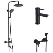 Набір 3 в 1 душова система Kroner Edelstahl Klassisch-SCH063 + змішувач для раковини Edelstahl Klassisch-SCH010 + душ гігієнічний SCH052 чорний CVS30171