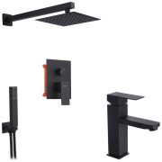 Набір 2 в 1 душова система Kroner Edelstahl Kubus-SCH082 + змішувач для раковини Edelstahl Kubus-SCH010 чорний CVS30181