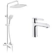 Набор 2 в 1 душевая система Kroner Essen-C063 + смеситель для раковины Essen-C010 хром CVS30215