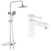 Набор 2 в 1 душевая система Kroner Armada-W065 + смеситель для раковины Essen-W010 хром/белый CVS30223