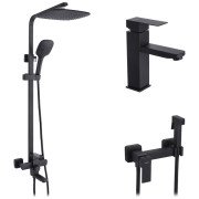 Набір 3 в 1 душова система Kroner Edelstahl Kubus-SCH063 + змішувач Edelstahl Kubus-SCH010 + гігієнічний душ SCH052 чорний CVS30184