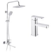 Набор 2 в 1 душевая система Kroner Armada-C067 + смеситель для раковины Ems-C010 хром CVS30209