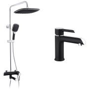 Набор 2 в 1 душевая система Kroner Essen-SCH063 + смеситель для раковины Essen-SCH010 хром CVS30210