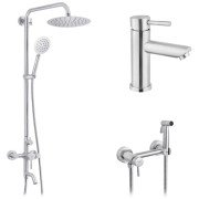 Набор 3 в 1 душевая система Kroner Edelstahl Klassisch-ESG063 + смеситель Edelstahl Klassisch-ESG010 + гигиенический душ ESG052 никель CVS30208