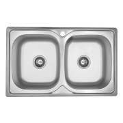Мийка для кухні Kroner KRP Satin-7948Z подвійна 80х50 см нержавіюча сталь CV025445