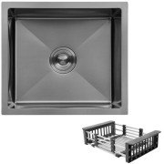 Мийка для кухні Kroner KRP Schwarze-4843HM ​​48х43 см із сушаркою нержавіюча сталь чорний PVD CV022792