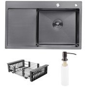 Мойка для кухни Kroner KRP Schwarze-7849RHM 78х49 см крыло слева нержавеющая сталь черный PVD CV025279