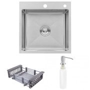 Мийка для кухні Kroner KRP Geburstet-5050HM 50х50 см із дозатором та сушаркою нержавіюча сталь CV022800