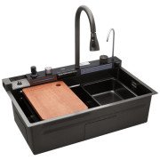 Мийка для кухні Kroner KRP SchwarzeSET7546ARTHM 75х46 см із змішувачем та дозатором нержавіюча сталь чорний PVD CV033375