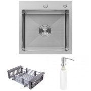 Мийка для кухні Kroner KRP Gebürstet-4545HM 45х45 см з дозатором та сушаркою нержавіюча сталь CV033855