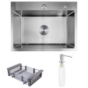 Мойка для кухни Kroner KRP Geburstet-5843HM 58х43 см с дозатором и сушилкой нержавеющая сталь CV022801