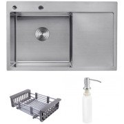 Мийка для кухні Kroner KRP Geburstet-7849LHM 78х49 см крило справа нержавіюча сталь CV025275