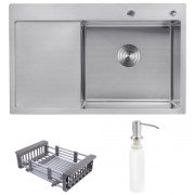 Мийка для кухні Kroner KRP Geburstet-7849RHM 78х49 см крило зліва нержавіюча сталь CV025276