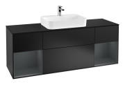 Тумба под раковину Villeroy & Boch Finion 160х50,1 см с подсветкой МДФ черный матовый лак/стекло черное матовое G452HGPD