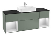 Тумба под раковину Villeroy & Boch Finion 160х50,1 см с подсветкой МДФ оливковый матовый лак/стекло черное матовое G452MTGM