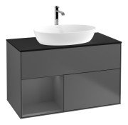 Тумба под раковину Villeroy & Boch Finion 100х50,1 см с подсветкой МДФ антрацит матовый лак/стекло черное матовое G772GKGK