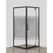 Душова кабіна Sansa 90х90 см профіль чорний/скло прозоре з візерунком SH-90BL